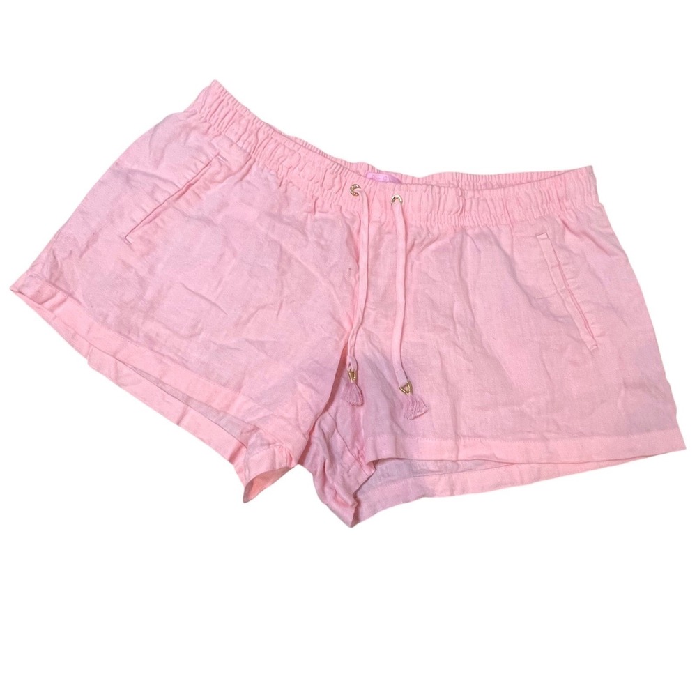Lilly Pulitzer Womens Linen Tassel Drawstring Shorts Pink Size‎ L